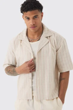 Oversized Boxy Revere Linen Shirt | BoohooMAN UK
