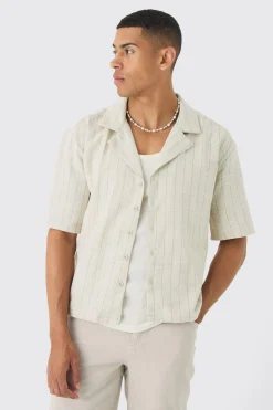 Oversized Boxy Revere Linen Shirt | BoohooMAN UK