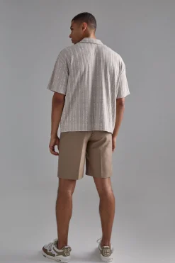 Oversized Boxy Revere Marl Stripe Polo | BoohooMAN UK