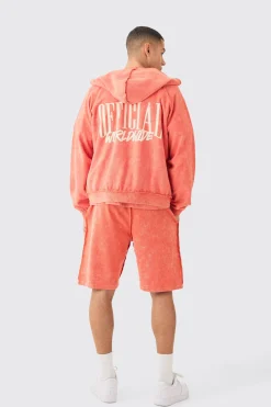 Oversized Boxy Reverse Loopback Printed Zip Through Hoodie | BoohooMAN UK