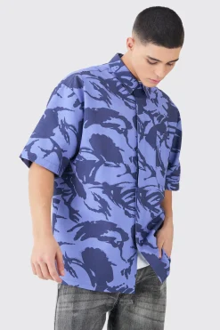 Oversized Boxy Ripstop Camo Shirt | BoohooMAN UK