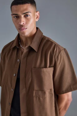 Oversized Boxy Ripstop Shirt | BoohooMAN UK