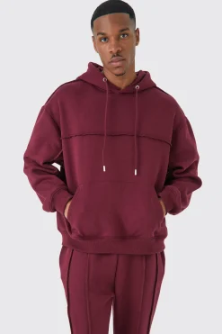 Oversized Boxy Seam Detail Hooded Tracksuit | BoohooMAN UK