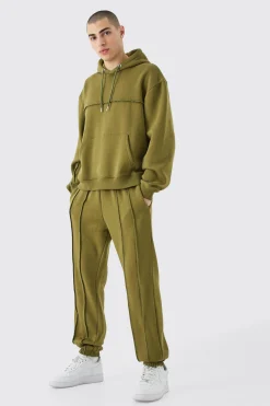 Oversized Boxy Seam Detail Tracksuit | BoohooMAN UK