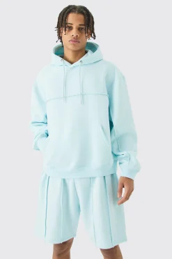 Oversized Boxy Seam Detail Short Tracksuit | BoohooMAN UK