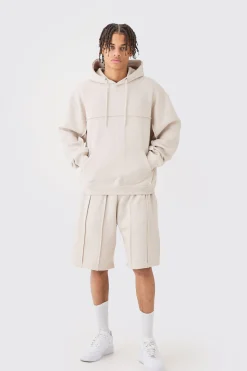 Oversized Boxy Seam Detail Short Tracksuit | BoohooMAN UK