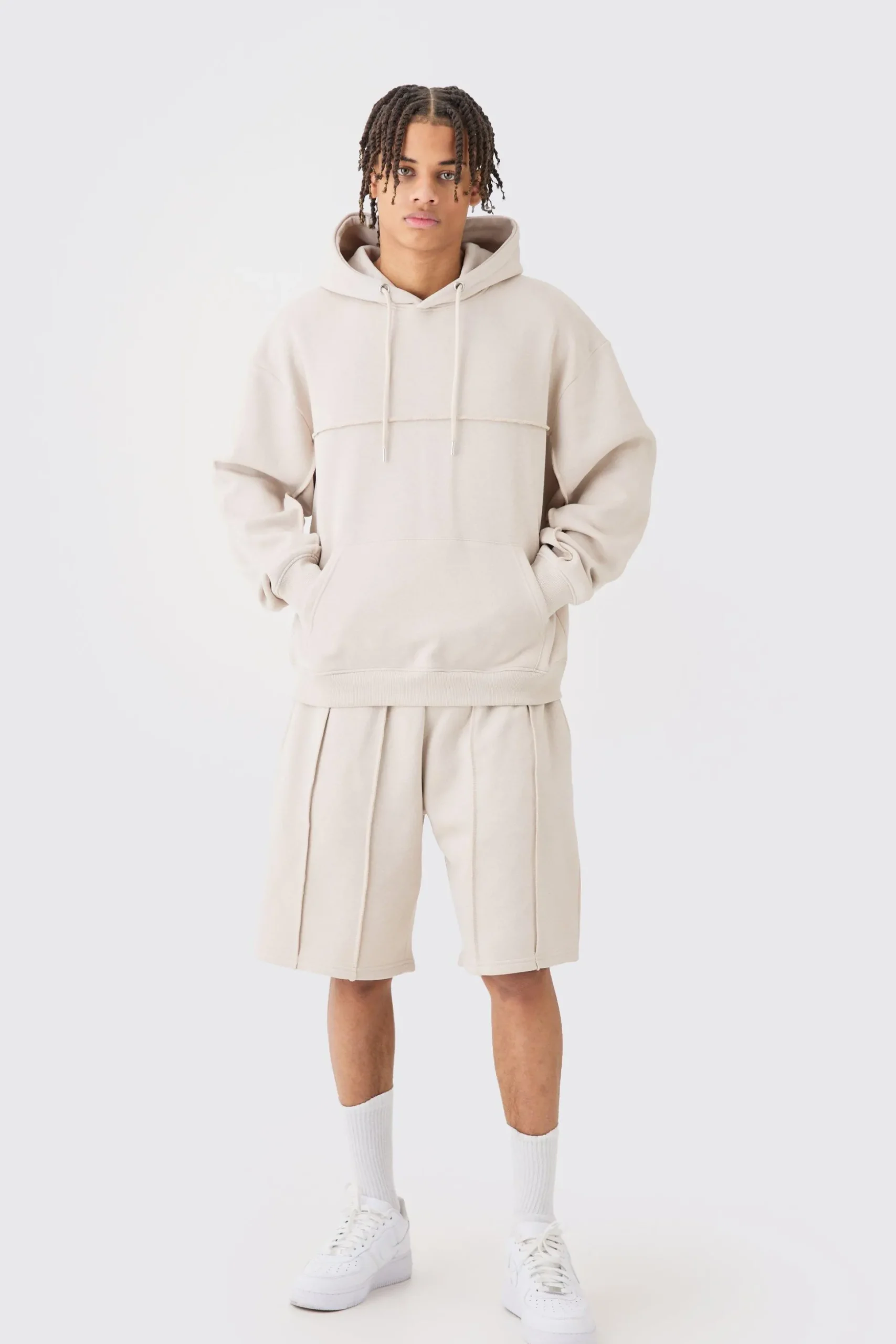 Oversized Boxy Seam Detail Short Tracksuit | BoohooMAN UK