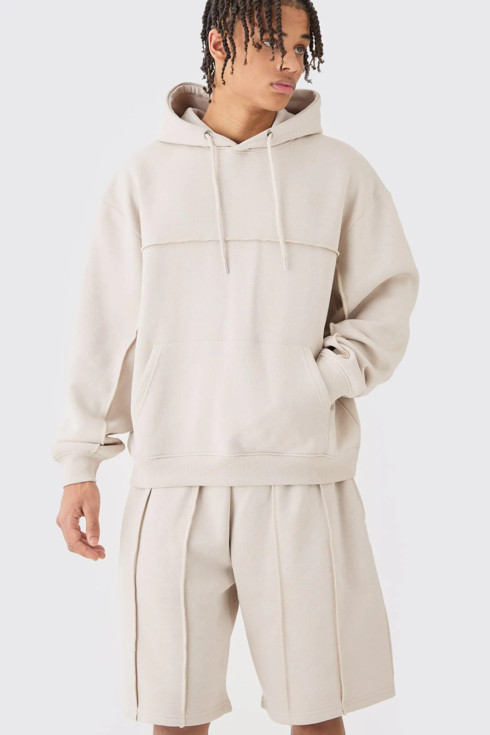 Oversized Boxy Seam Detail Short Tracksuit | BoohooMAN UK