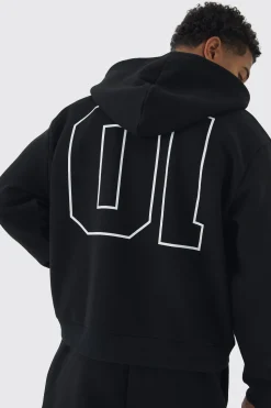 Oversized Boxy Seam Detail Varsity Print Tracksuit | BoohooMAN UK