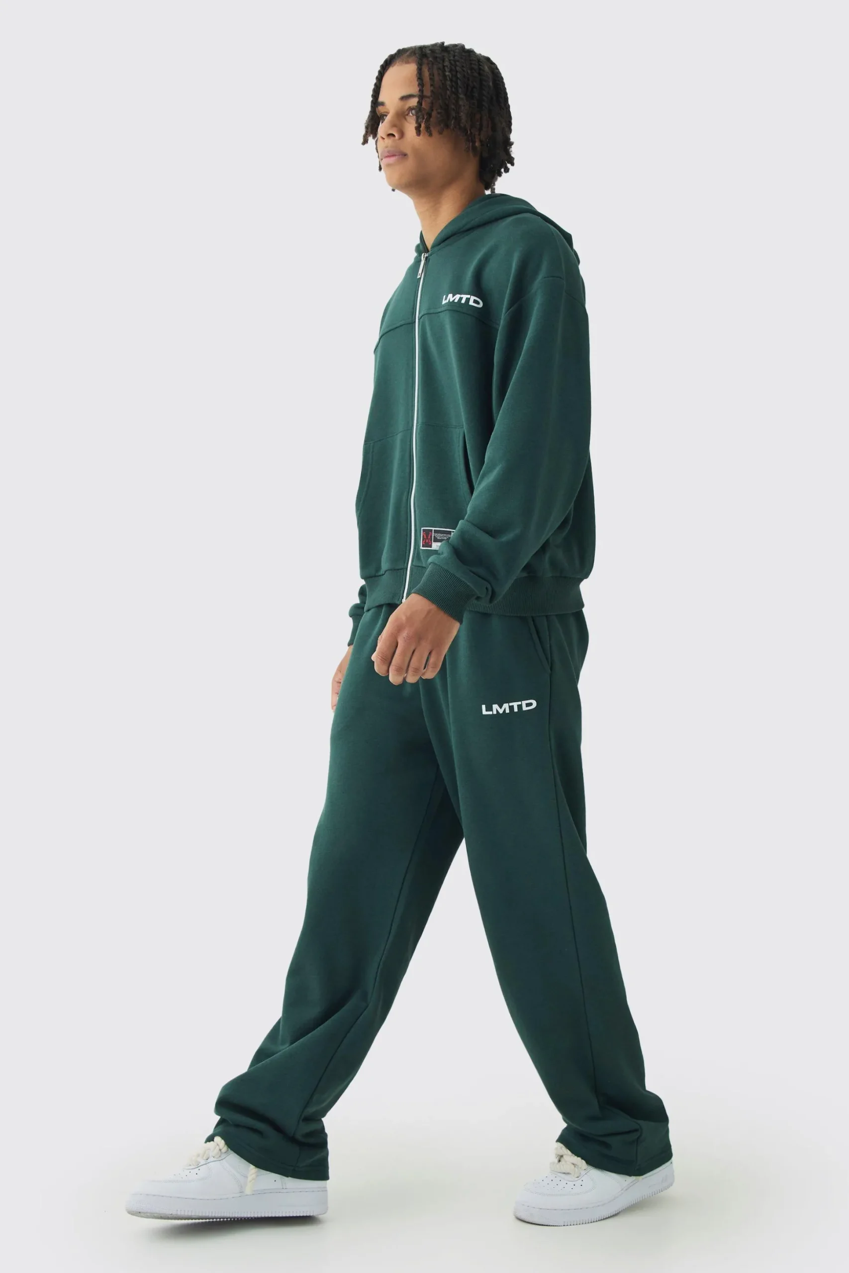 Oversized Boxy Seam Detail Varsity Print Tracksuit | BoohooMAN UK