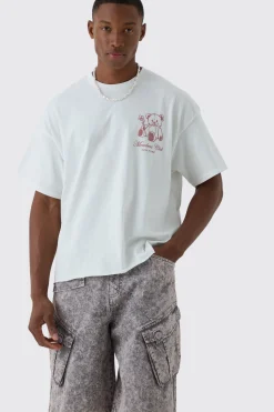 Oversized Boxy Self Care Club Slogan T-Shirt | BoohooMAN UK