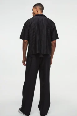 Oversized Boxy Shirt & Straight Pleated Trouser Set | BoohooMAN UK