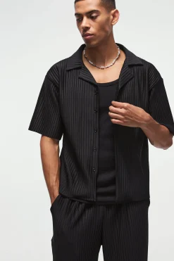 Oversized Boxy Shirt & Straight Pleated Trouser Set | BoohooMAN UK