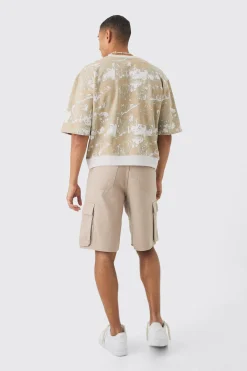 Oversized Boxy Short Sleeve Forest Printed Sweatshirt | BoohooMAN UK