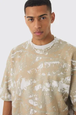 Oversized Boxy Short Sleeve Forest Printed Sweatshirt | BoohooMAN UK