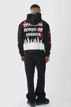 Oversized Boxy Skeleton Puff Print Cross Tracksuit | BoohooMAN UK