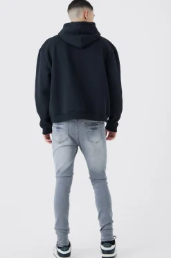 Oversized Boxy Skull Line Drawing Hoodie | BoohooMAN UK