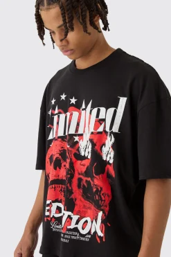 Oversized Boxy Skull Print T-Shirt | BoohooMAN UK