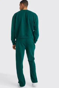 Oversized Boxy Slogan Sweatshirt Tracksuit | BoohooMAN UK