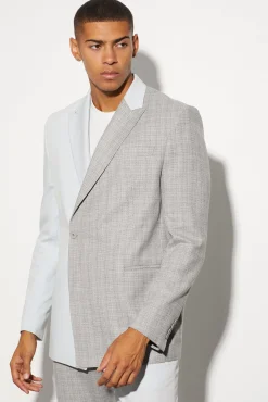 Oversized Boxy Spliced Suit Jacket | BoohooMAN UK