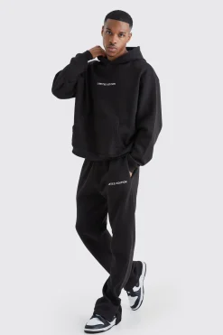 Oversized Boxy Split Hem Tracksuit | BoohooMAN UK