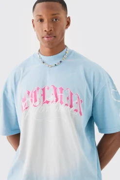 Oversized Boxy Spray Wash Multi Heart T-shirt & Short Set | BoohooMAN UK