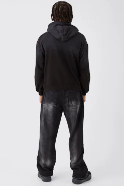 Oversized Boxy Spray Washed Blurred MMXIII Print Hoodie | BoohooMAN UK