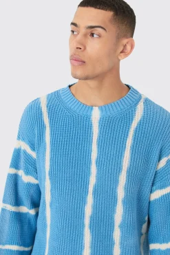 Oversized Boxy Stone Wash Jumper In Light Blue | BoohooMAN UK
