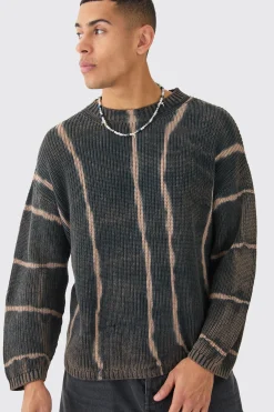 Oversized Boxy Stone Wash Jumper In Charcoal | BoohooMAN UK