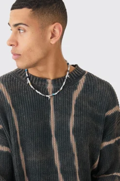 Oversized Boxy Stone Wash Jumper In Charcoal | BoohooMAN UK