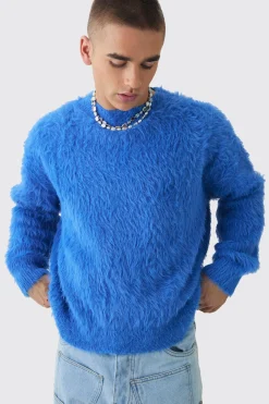 Oversized Boxy Super Fluffy Knitted Jumper | BoohooMAN UK