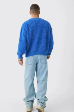 Oversized Boxy Super Fluffy Knitted Jumper | BoohooMAN UK
