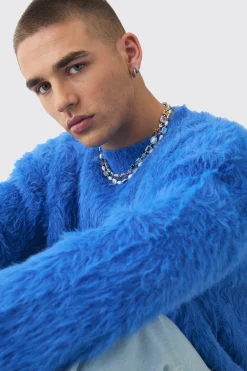 Oversized Boxy Super Fluffy Knitted Jumper | BoohooMAN UK