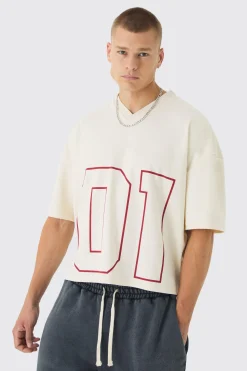 Oversized Boxy Super Heavyweight Premium Football Jersey Top | BoohooMAN UK