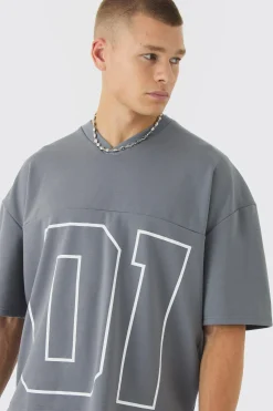 Oversized Boxy Super Heavyweight Premium Football Jersey Top | BoohooMAN UK