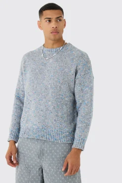 Oversized Boxy Textured Brushed Knitted Jumper | BoohooMAN UK
