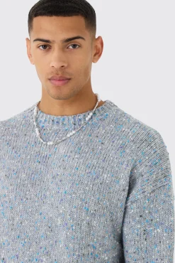 Oversized Boxy Textured Brushed Knitted Jumper | BoohooMAN UK