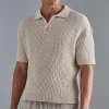 Oversized Boxy Textured Open Stitch Polo | BoohooMAN UK
