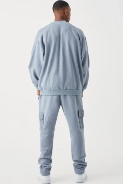 Oversized Boxy Textured Pocket Bomber Jacket | BoohooMAN UK