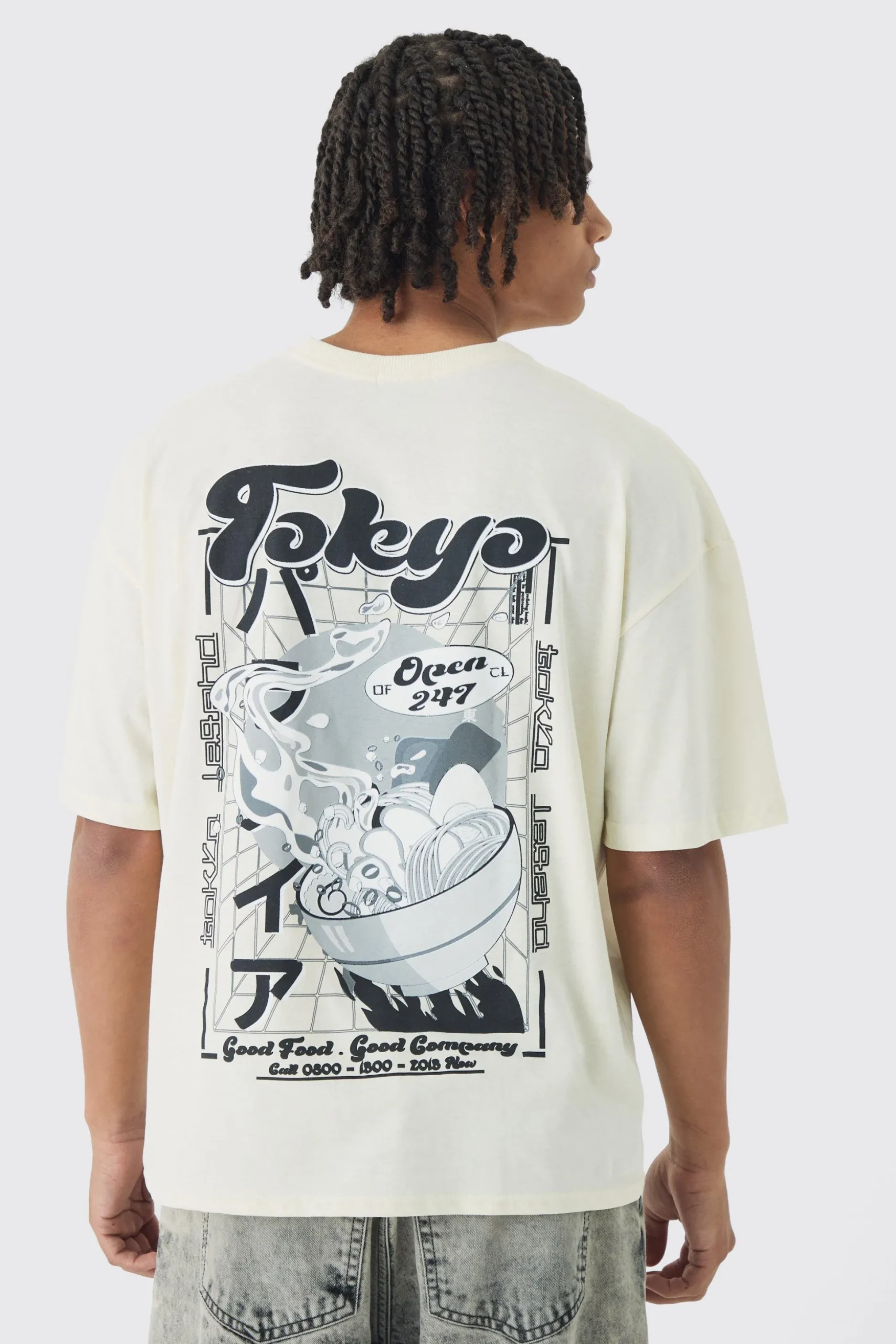 Oversized Boxy Tokyo Back Graphic T-Shirt | BoohooMAN UK