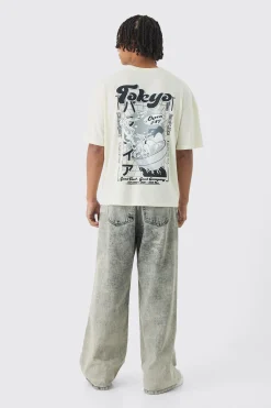Oversized Boxy Tokyo Back Graphic T-Shirt | BoohooMAN UK