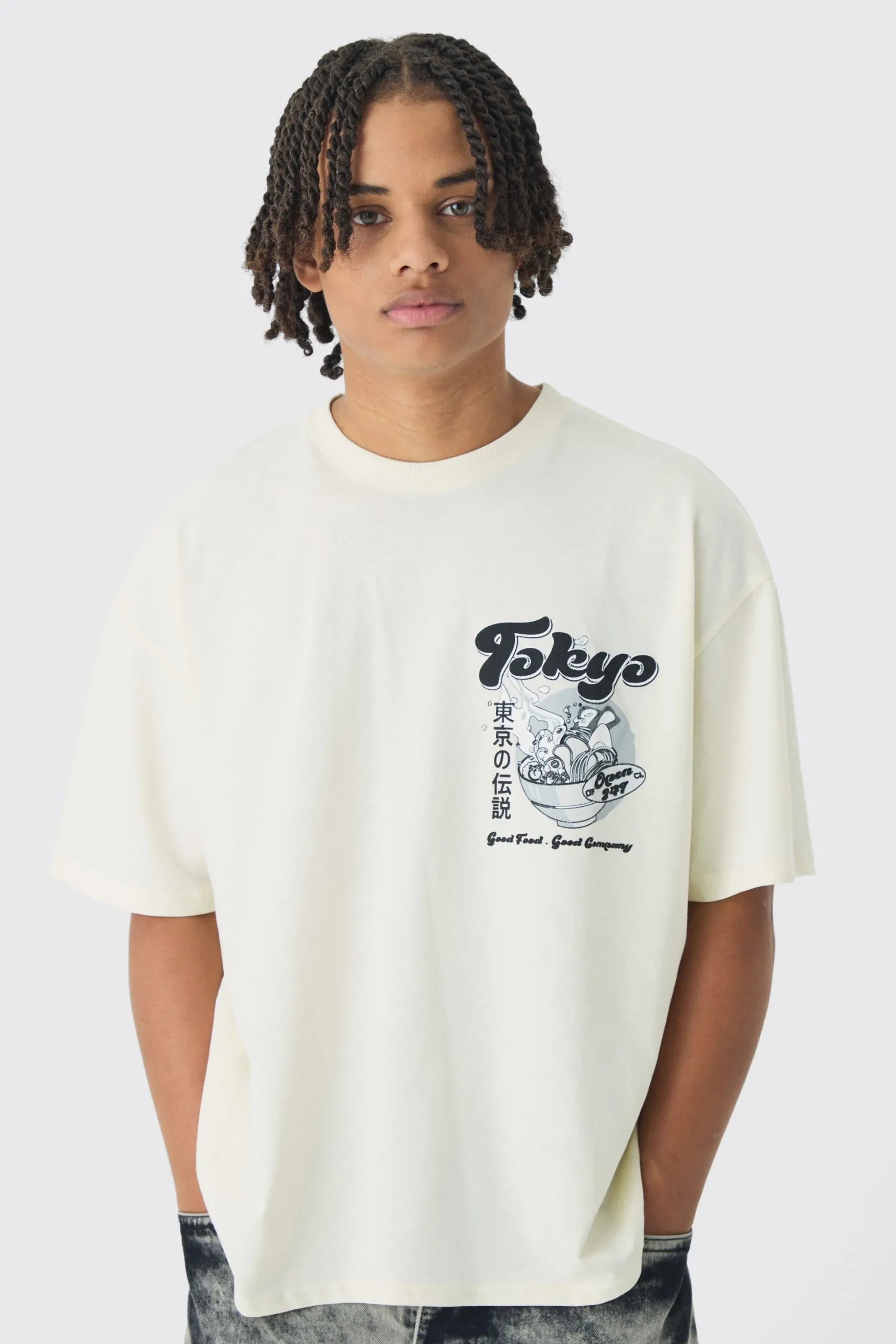 Oversized Boxy Tokyo Back Graphic T-Shirt | BoohooMAN UK