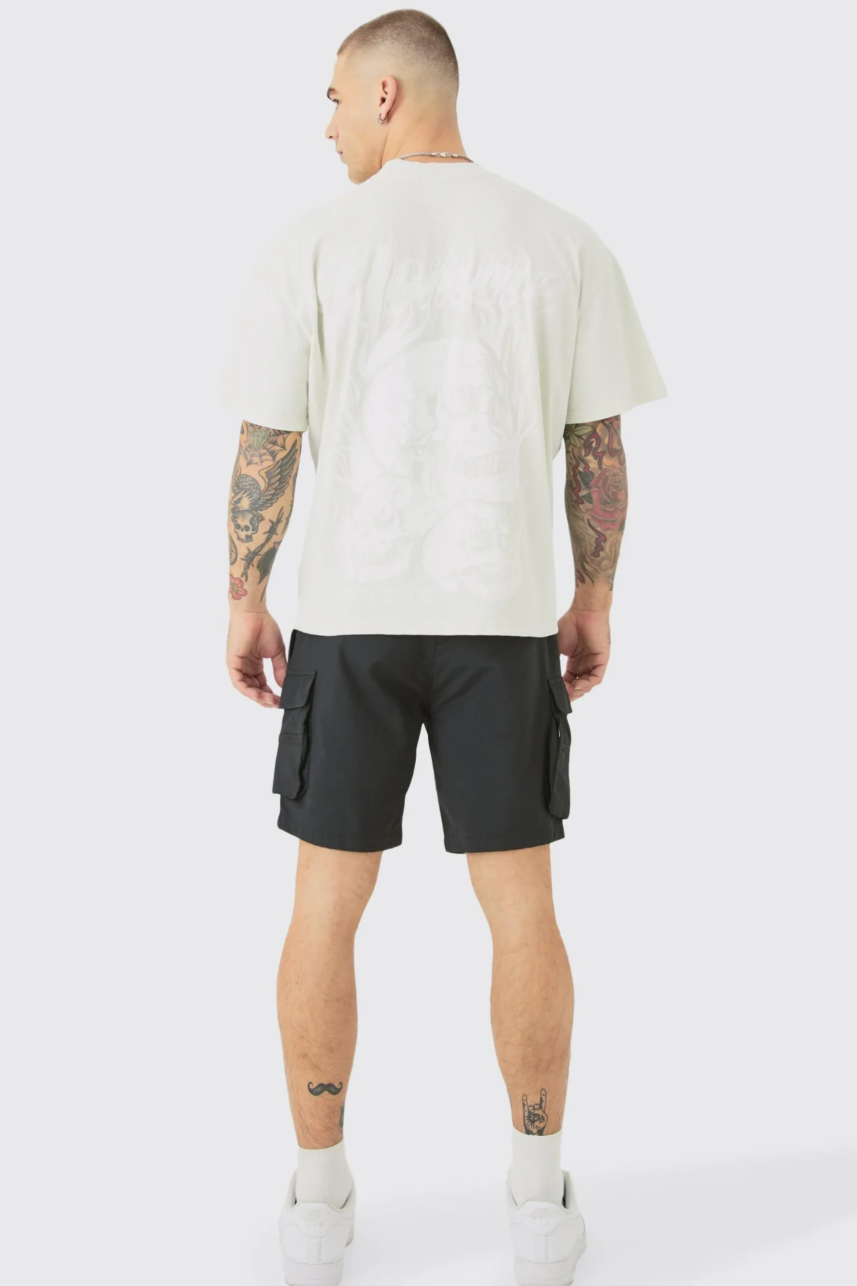 Oversized Boxy Tonal Homme Gothic Graphic T-shirt | BoohooMAN UK