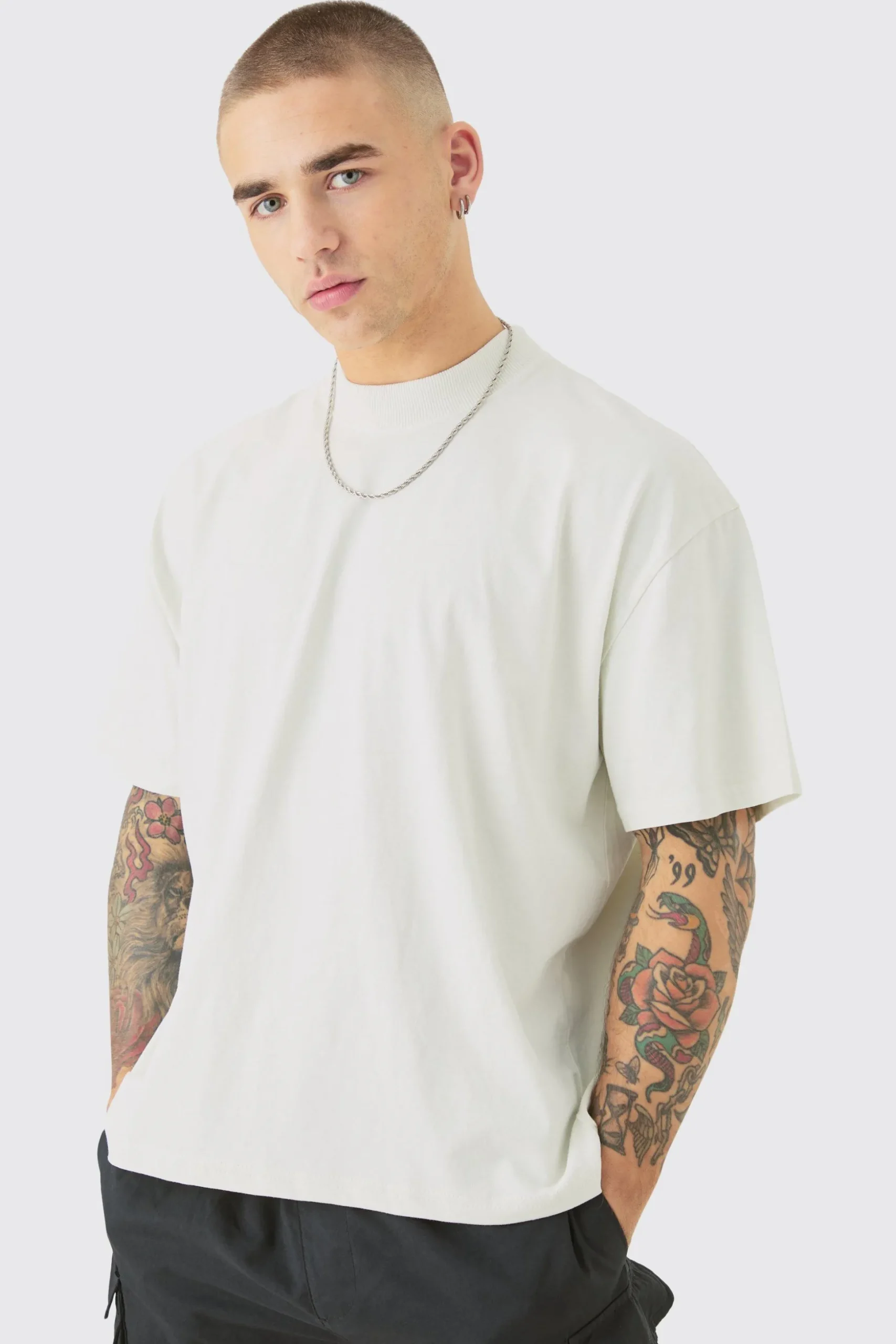 Oversized Boxy Tonal Homme Gothic Graphic T-shirt | BoohooMAN UK