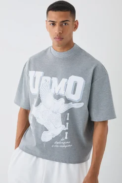 Oversized Boxy Tonal Printed Heavyweight T-shirt | BoohooMAN UK