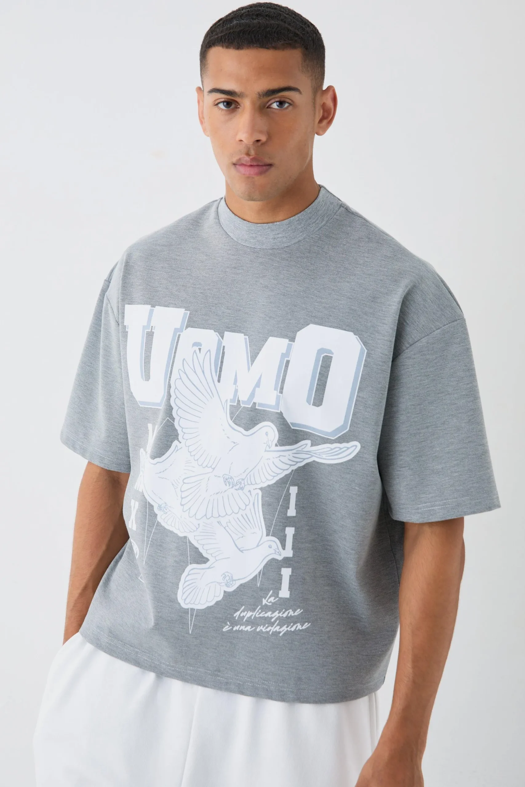 Oversized Boxy Tonal Printed Heavyweight T-shirt | BoohooMAN UK