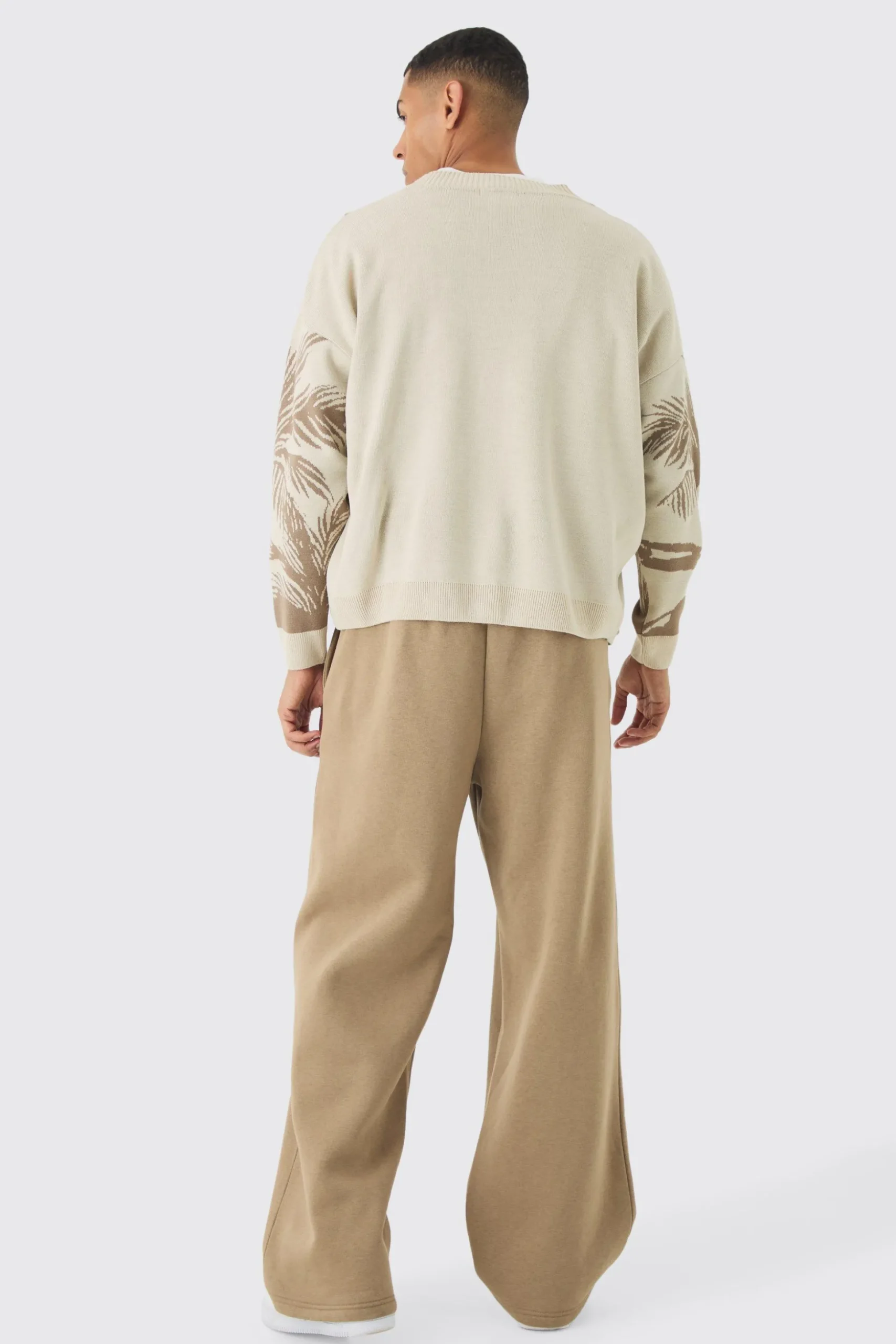 Oversized Boxy Tonal Scenic Drawing Knitted Cardigan | BoohooMAN UK