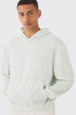 Oversized Boxy Towelling Hoodie | BoohooMAN UK