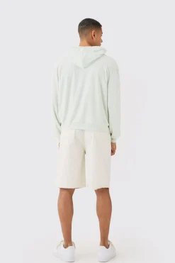 Oversized Boxy Towelling Hoodie | BoohooMAN UK
