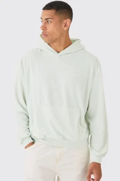 Oversized Boxy Towelling Hoodie | BoohooMAN UK
